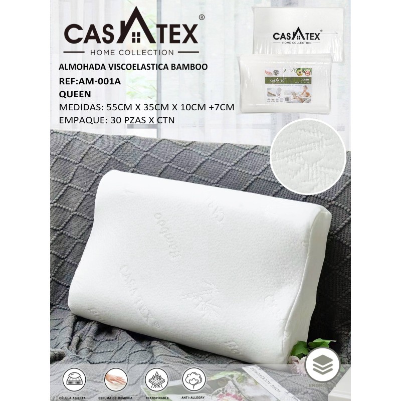 Almohada Viscoelástica Bamboo Queen por Mayor | Casatex Perú