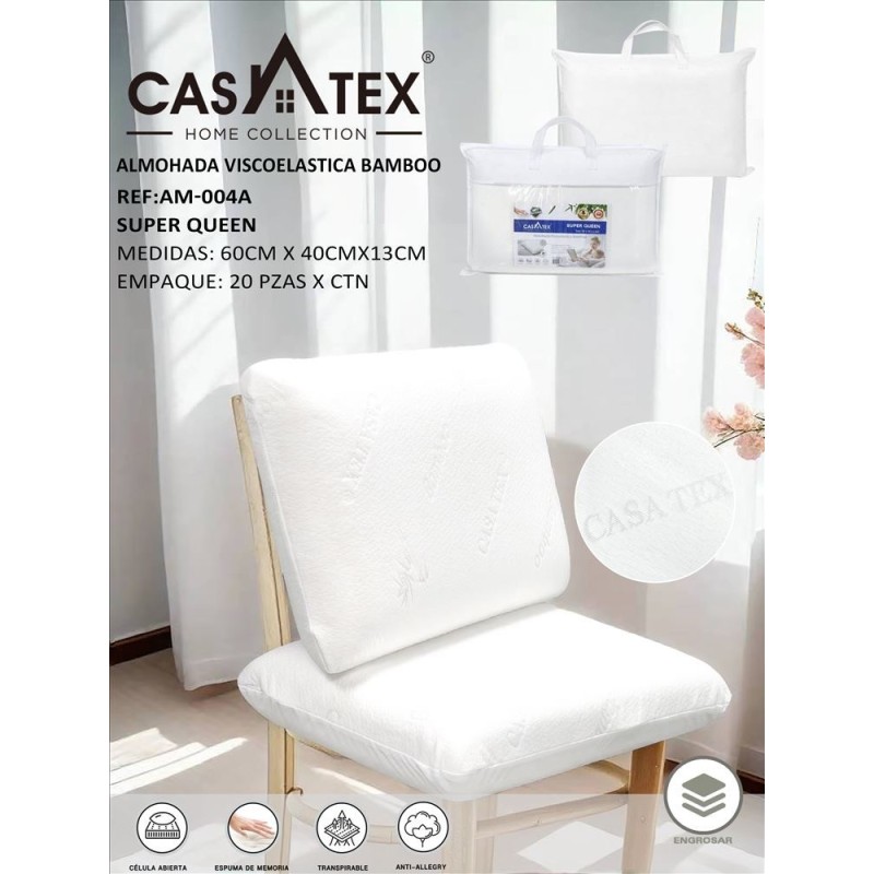 Almohada Viscoelastica Bamboo Super Queen por Mayor | Casatex Peru