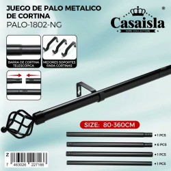 TUBO DE CORTINA NEGRO Y PLATEADO CASA ISLA